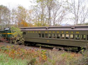 Green Mountain railroad transporting invisible passengers up the Connecticut river valley